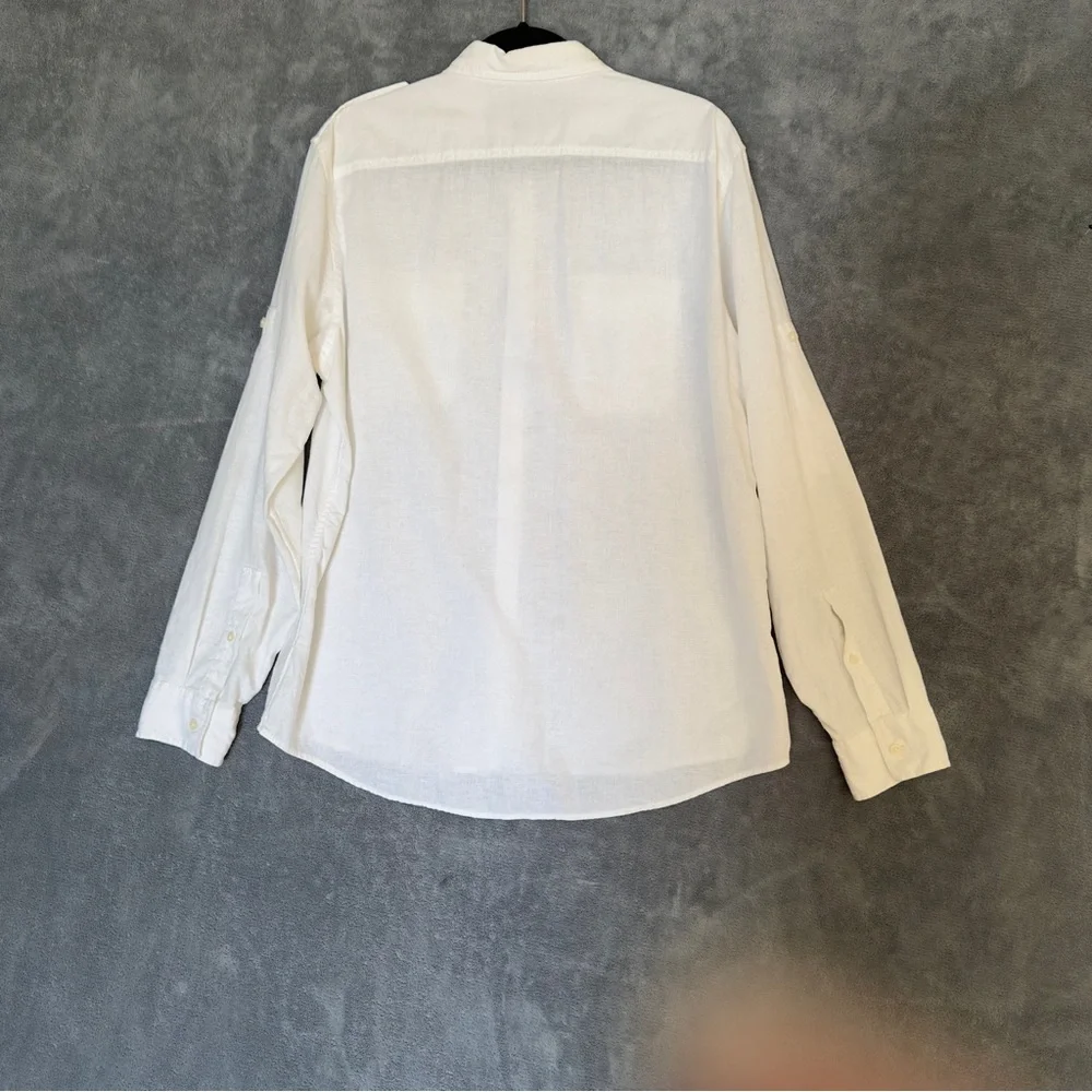 Banana Republic White Linen Cotton Button Up Shirt size XL